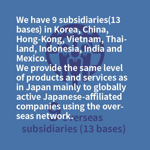 10 overseas consolidated subsidiaries (14 bases) 
