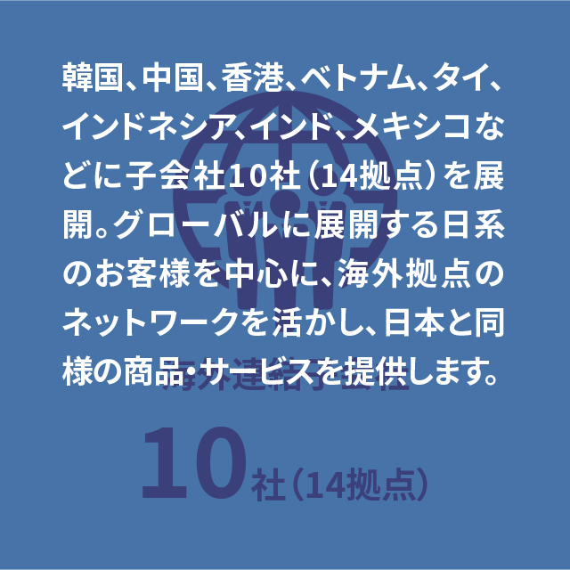 海外グループ会社10社（14拠点）